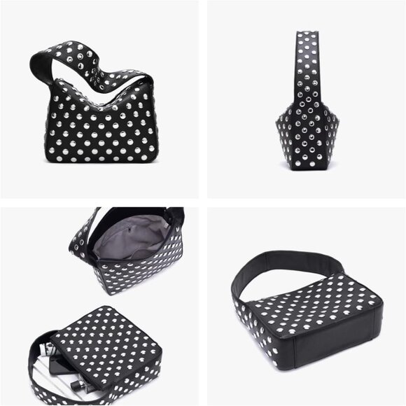 Studded Purses Y2k Shoulder Bag 90s Punk Women Small Shouder Purse Vegan Leather - Picture 4 of 7